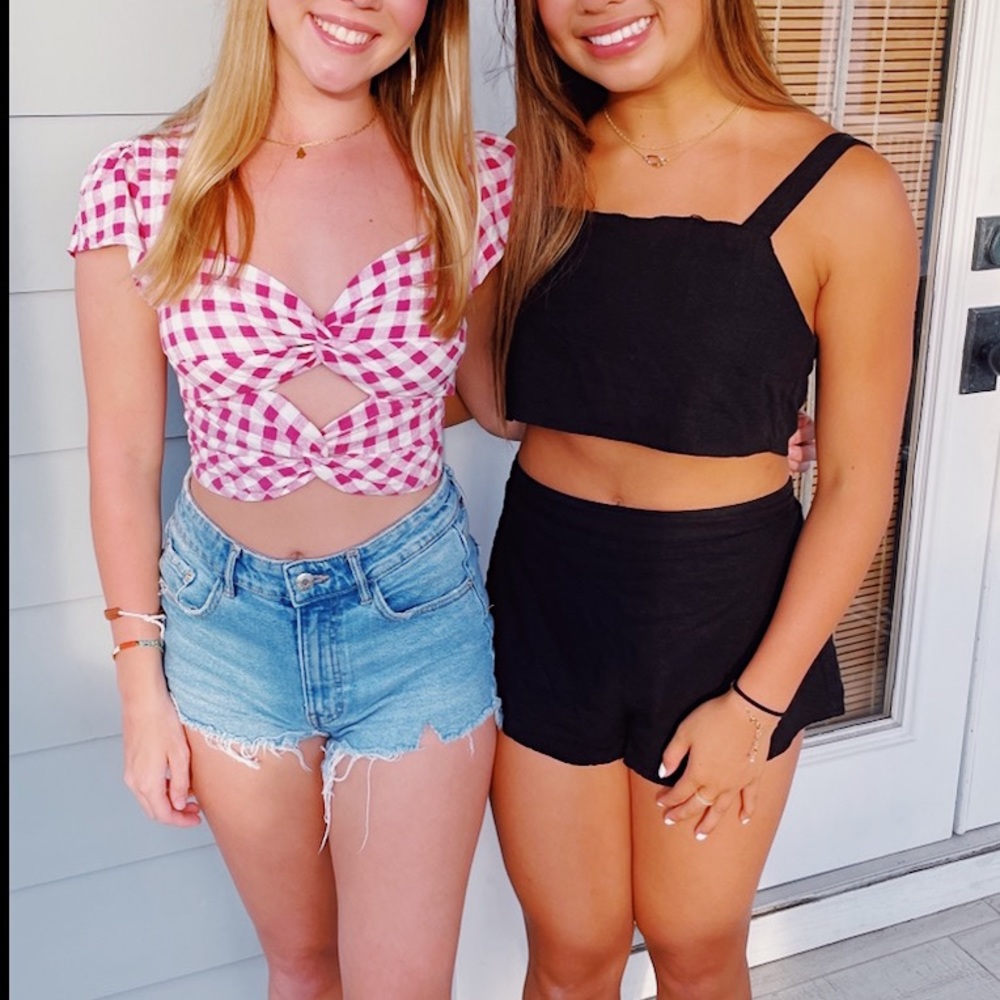 Showpo Black Linen Save the Light two piece set size 2